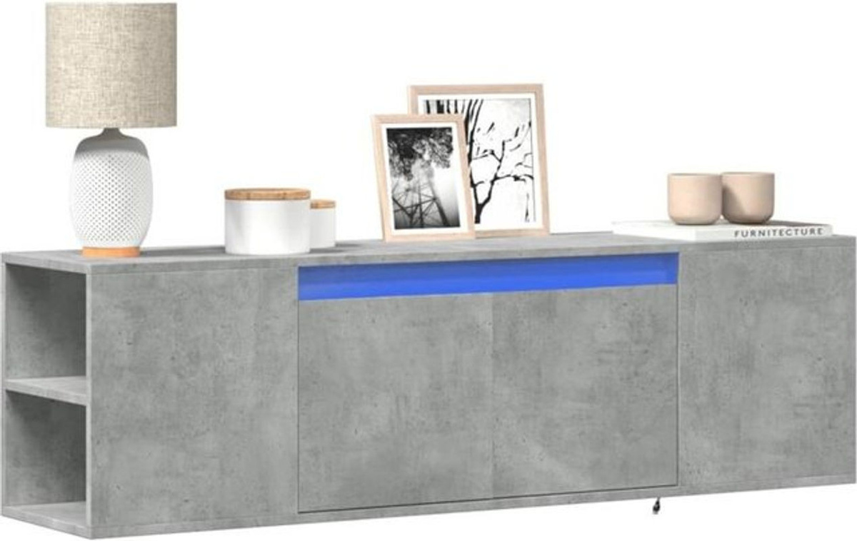 Vidaxl TV-Wandschrank mit LED-Beleuchtung in Grau, Modernes Design aus Holzwerkstoff und Betonoptik, B/H/T: 135 x 31 x 39,5 cm - Bild 1