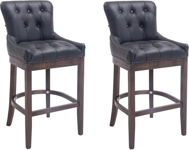 CLP 2er Set Barhocker Lakewood aus Echtleder in Schwarz/Antik - Bild 1