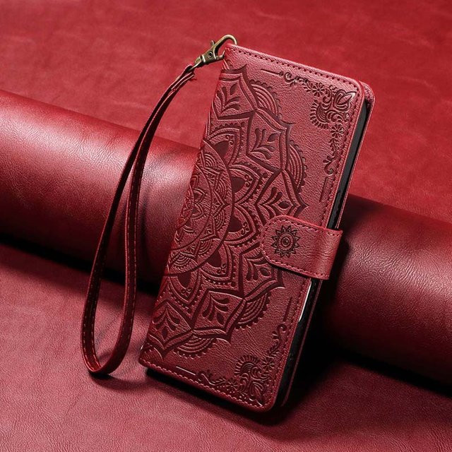 Leder Handyhülle Flip Wallet Cover für Xiaomi Redmi Note 13 Pro 12 11 10 Serie in Rot - Bild 1