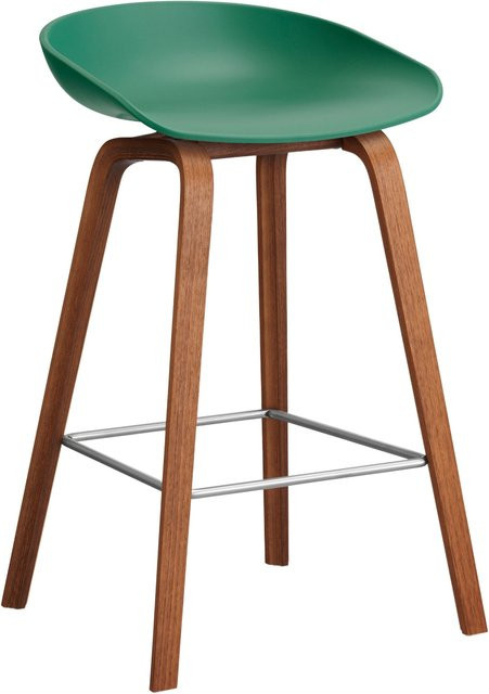 HAY About A Stool AAS 32 Hocker in Grün mit Eichenholz oder Walnussholz und Polypropylen - Bild 1