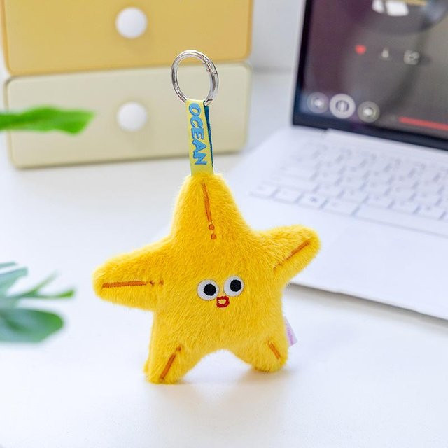 Plüschanhänger Ozean-Serie, Cartoon Seestern, Fliegender Elefant, Oktopus, Mini Seepferdchen, Narwal, 13cm, yellow, Unisex - Bild 1