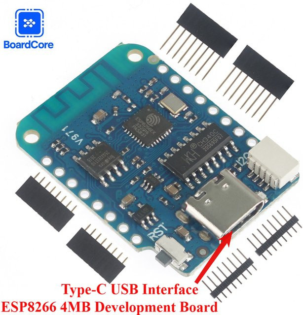 WEMOS D1 Mini V4.0.0 IoT Development Board mit ESP8266, Type-C USB, WiFi und 4MB MicroPython für Arduino, Blau - Bild 1