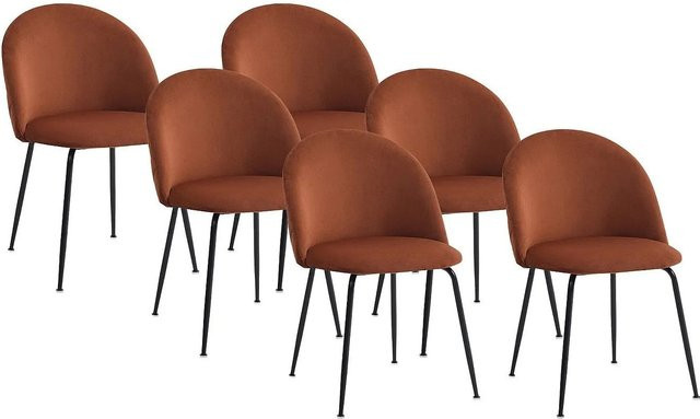 Vente-unique Stuhl Melbourne in Terracotta aus Samt mit Edelstahlgestell, Breite: 50 cm, Tiefe: 50 cm, Höhe: 50 cm - Bild 1