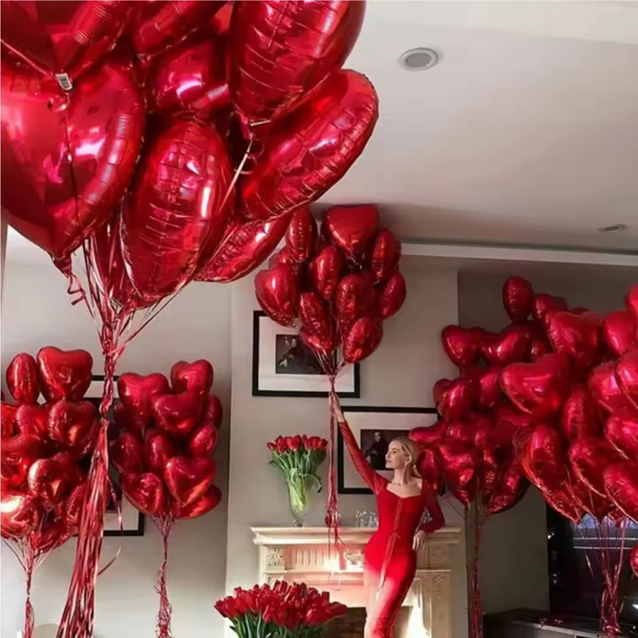 10 Stück rote herzförmige Folienballons von LQVYI für Valentinstag, Hochzeit oder Verlobung, Durchmesser: 45,72 cm - Bild 4