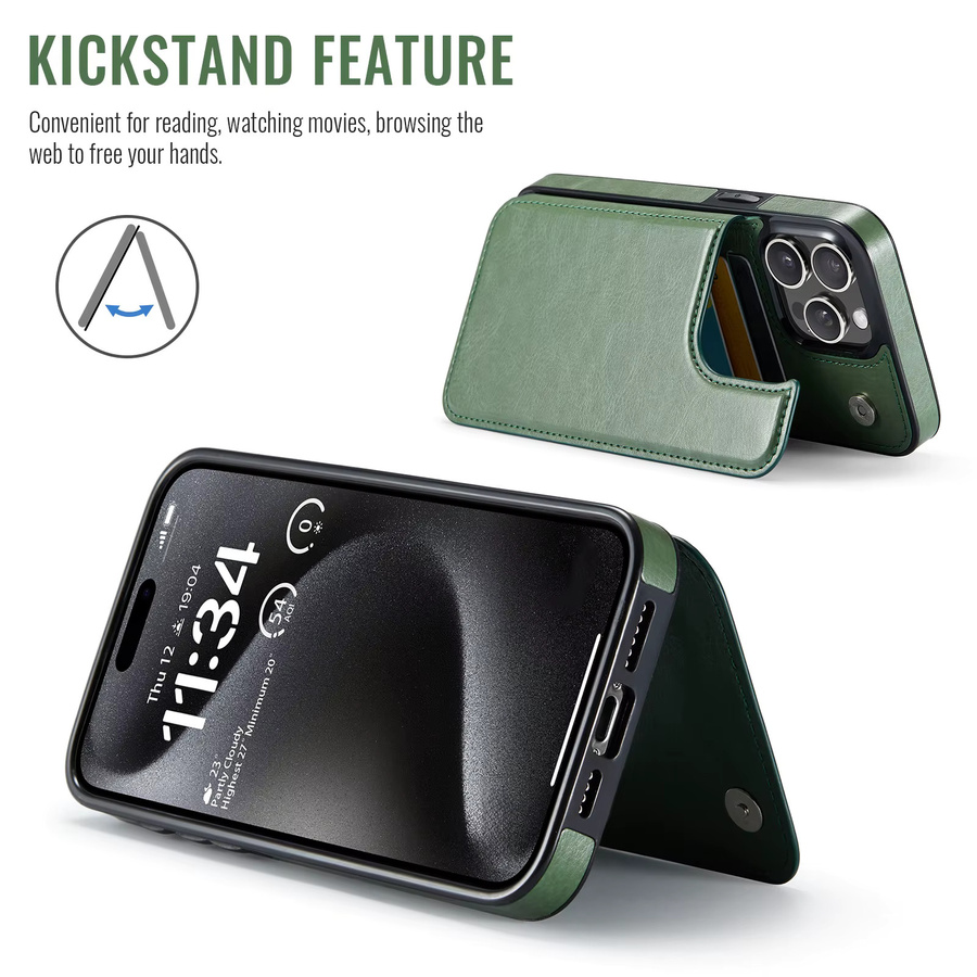 WeFor Brieftaschenhülle aus PU-Leder mit Kartenhalter und Kickstand für iPhone 15 14 Plus 13 12 11 Pro Max, Doppelter Magnetverschluss, Blau und Grün - Bild 4