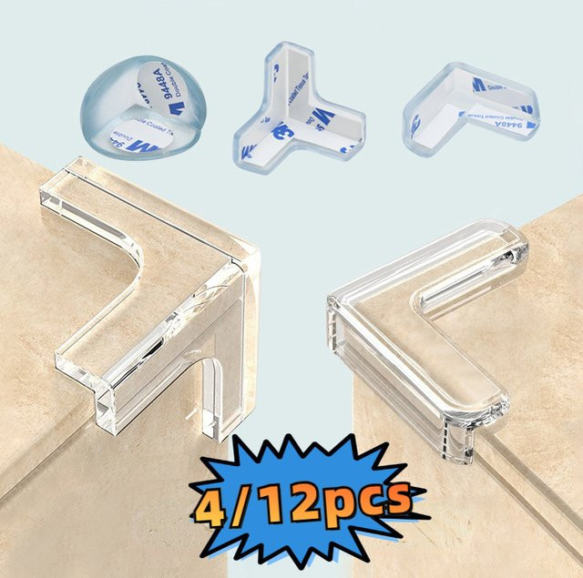 4er-Set Baby Sicherheitsecken aus Silikon in Transparent als Eckkantenschutz und Steckdosenschutz zur Kollisionsvermeidung - Bild 1