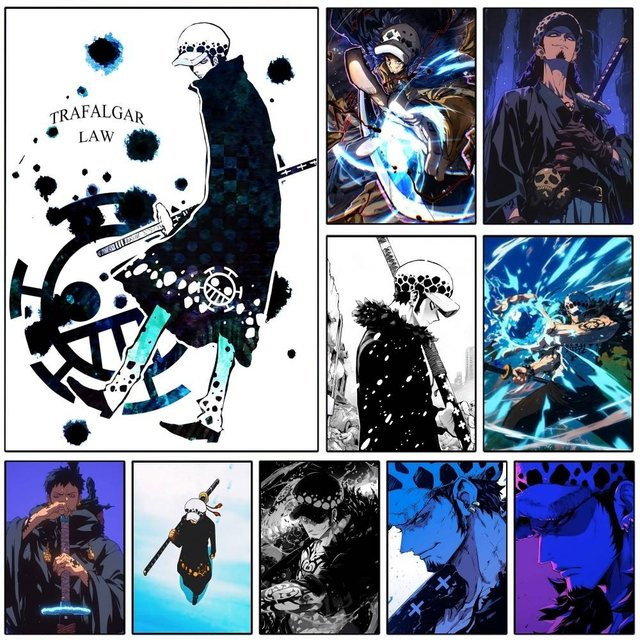One Piece Trafalgar D. Water Law Poster HD-Druck Vintage Wandkunst Dekoration Multicolor - Bild 1