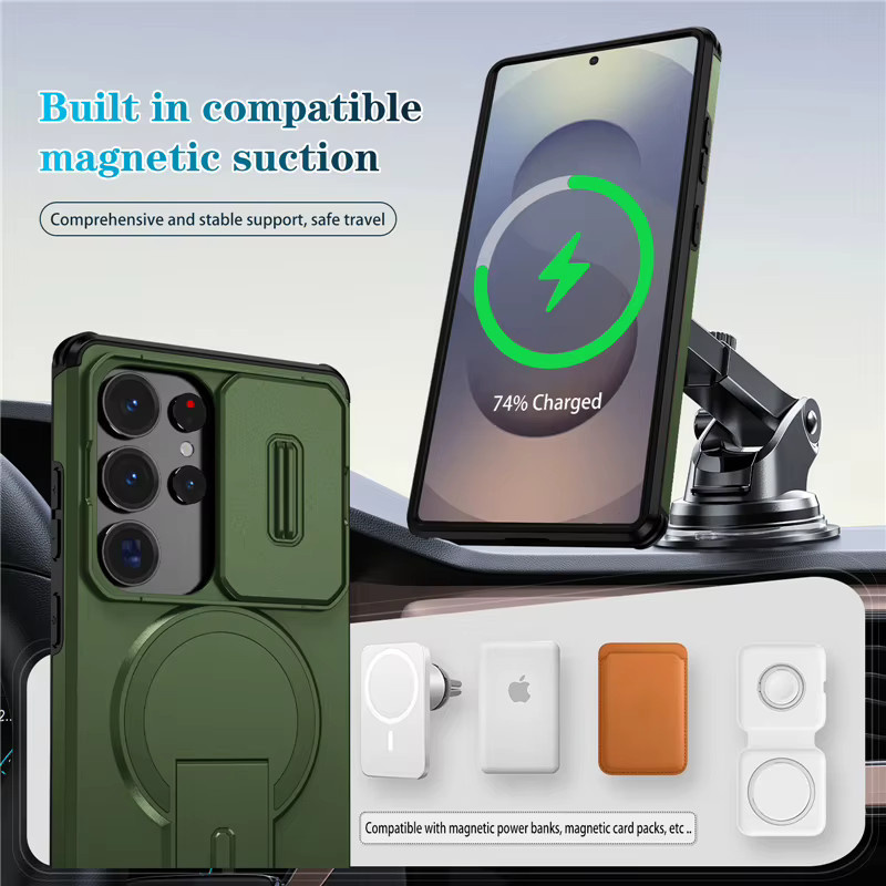 Magnetische Armor-Hülle mit Halterung für Samsung Galaxy S26 S25 S24 S23 Ultra sowie A15 A25 A35 A55 A16 A26 A35 A56 A17 A37 A57 in Blau und Grün mit MagSafe Kompatibilität - Bild 5