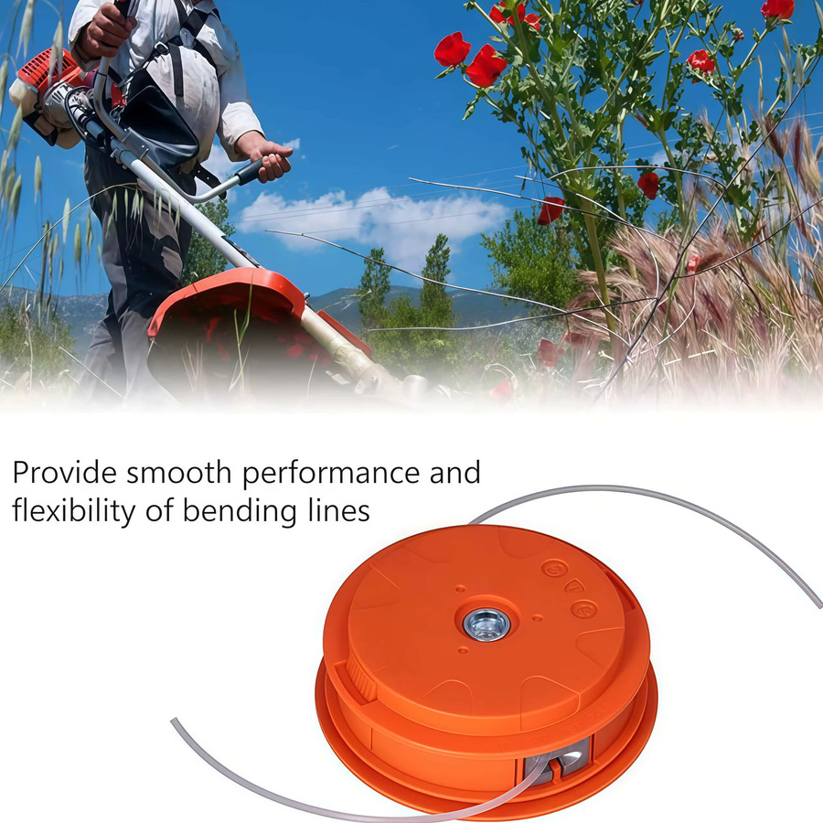 Wnew Automatischer Rasentrimmerkopf in Orange als universeller Ersatzkopf für Gartenmaschinen-Freischneider und Fadentrimmer - Bild 4