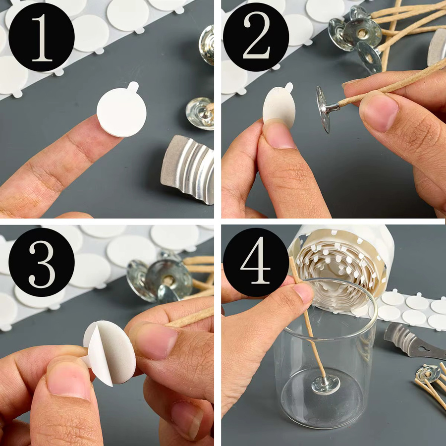UDOCOOL Hitzebeständiger Kerzen Docht Aufkleber Weiß, doppelseitiges Schaum Klebeband für DIY Aromath Wachs Handwerk Kits, Breite: 1,5 cm - Bild 3