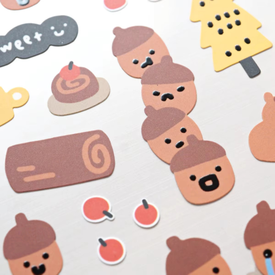 BONITO Kawaii Eichhörnchen und Eichel Aufkleber aus mattem Papier für Scrapbooking und Journaling in Multicolour - Bild 2