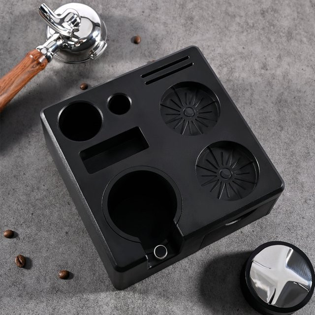 Kaffee Tamper Station Matte für Delonghi und Breville E61 Espresso Barista Zubehör in Schwarz - Bild 1