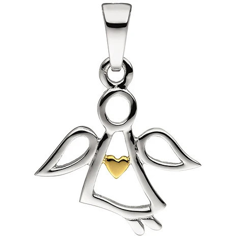 Colfem Anhänger Engel Schutzengel, 925 Sterling Silber, bicolor vergoldet, Unisex - Bild 1