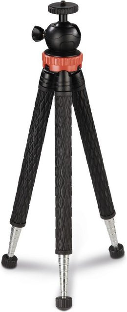 Hama Traveller Pro Dreibeinstativ für Smartphones, GoPro und Fotokameras in Schwarz, Silber und Rot, Arbeitshöhe: 23 - 105 cm - Bild 1