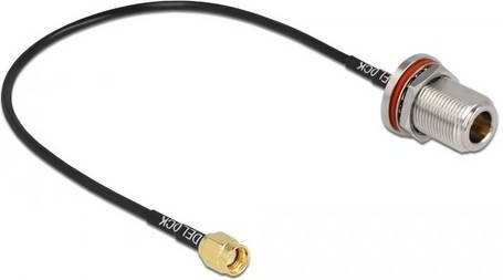 Delock WLAN-Antennen Anschlusskabel mit 1x RPSMA-Stecker und 1x N-Buchse in Schwarz, Länge: 0,3 m - Bild 1
