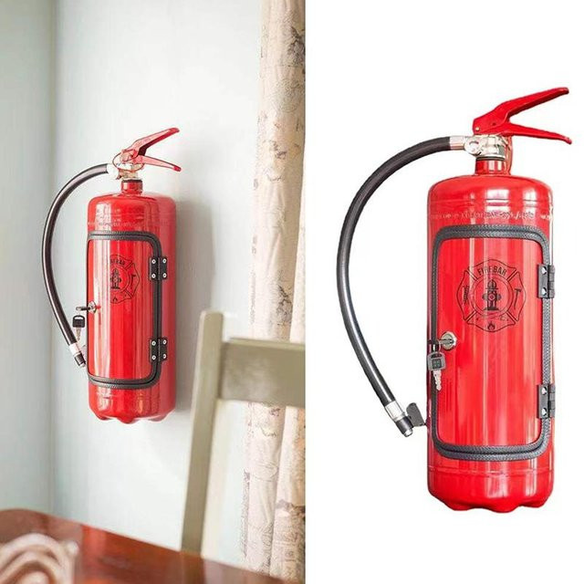 Akiyo Weinbox in Feuerlöscher-Design als Minibar und Deko-Schrank für Champagner und Schnaps, Rot, Höhe: 40 cm - Bild 1