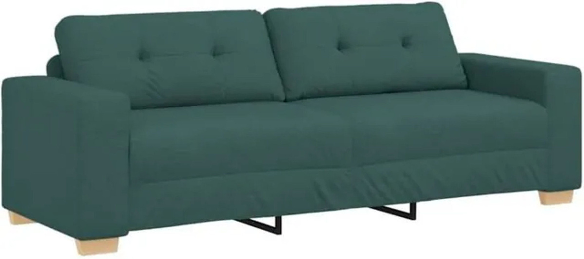 Modernes vidaXL Zweisitzer-Sofa aus Stoff und Holz in Grün mit Kissen - Bild 1