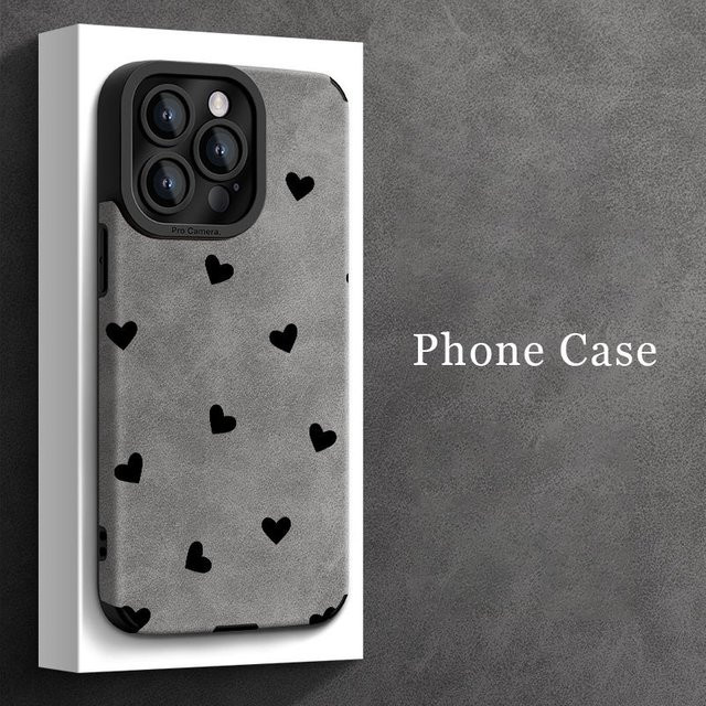 Sturzsichere Handyhülle mit Herz-Design für Apple iPhone 11 bis 17 Pro Max Plus in Grau - Bild 1