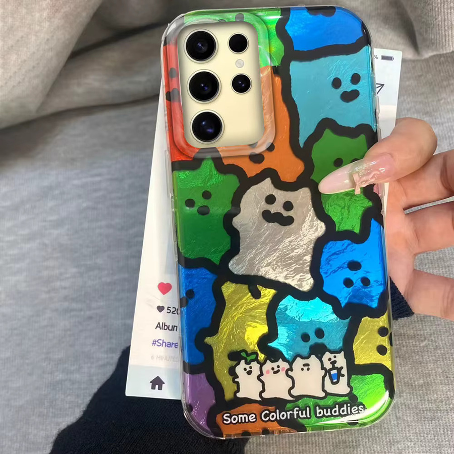 FunYudas Handyhülle mit buntem Katzen-Design und schwarzen Linien für Samsung Galaxy S24 S23 S22 S25 S21 S20 FE Ultra und Edge, mehrfarbig - Bild 3