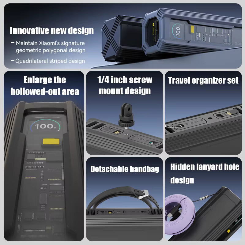 Silikonhülle für Xiaomi Mi Power Bank 25000 mAh 212 W Explorer Edition mit TF/SIM-Karten-Aufbewahrung in Schwarz oder Lila - Bild 5
