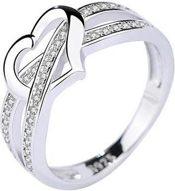 Wucifang Jewelry Ring 925 Silber, Herz, Zirkonia, Damen, Weiß - Bild 1