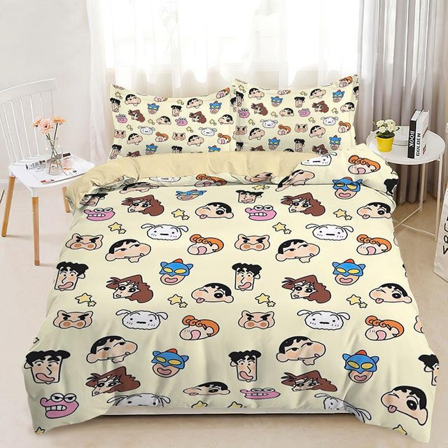 Allbestart Crayon Shin-chan Bettwäscheset mit 3D-Druck für Kinder und Teenager, Multicolor, B/H: 135 x 200 cm - Bild 1