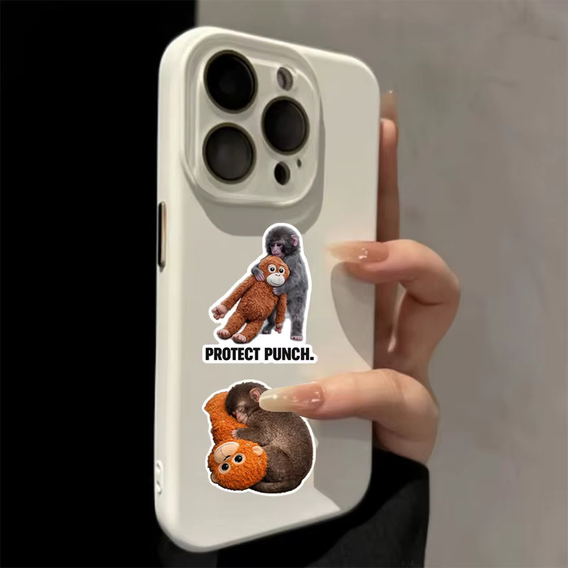 Protect Punch The Monkey Aufkleber, bunter Kawaii Baby-Affe Sticker für Wasserflaschen, Notebook und Handy - Bild 2