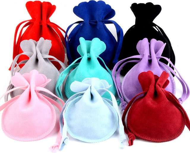 Chanfar Samt Geschenktaschen mit Kordelzug, 10er Set, Mehrfarbig, B: 7 cm, H: 9 cm - Bild 1