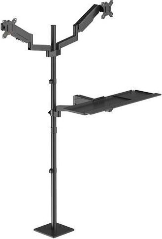 My Wall Mobiler Sitz- und Steh-PC-Arbeitsplatz mit 1 Display in Schwarz, B/T/H: 75 x 75 x 75 cm - Bild 1