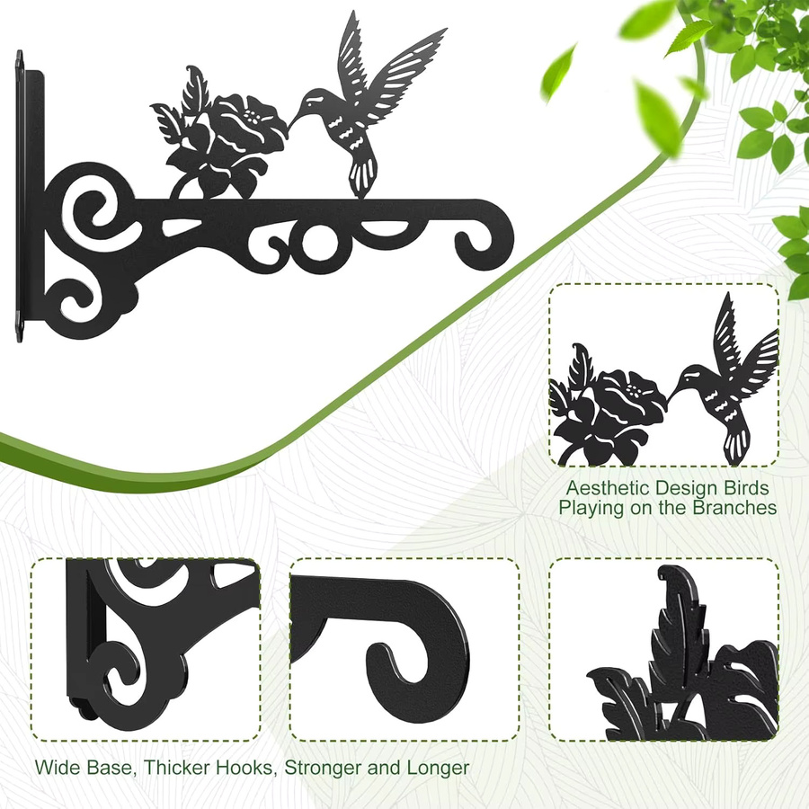 Imango Pflanzenaufhänger aus Eisen in Schwarz, wetterbeständiger Wandhaken für Blumen, Töpfe oder Laternen, B/H: 30,5 x 40,6 cm - Bild 3