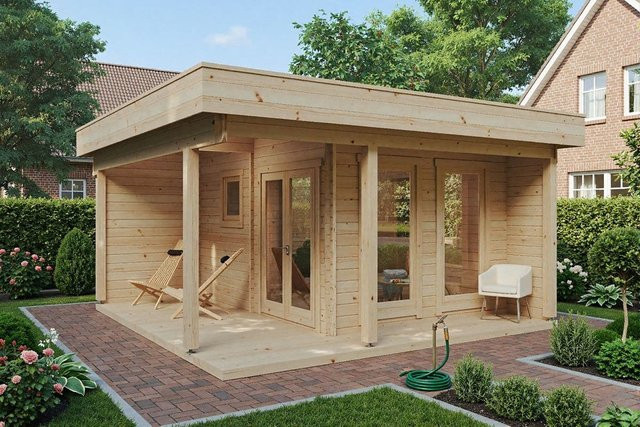 Gartensauna Mini Hansa Sauna Lounge von Hansagarten24 aus Nordischer Fichte in Braun, B/T/H: 5 x 5 x 5 m - Bild 1