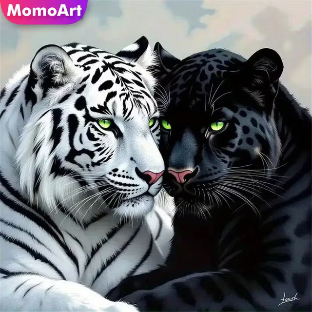 Momoart DIY Diamantstickerei Tiger Motiv als Acryl-Mosaik-Set in Mehrfarbig, B/T/H: 20 x 20 x 20 cm - Bild 1