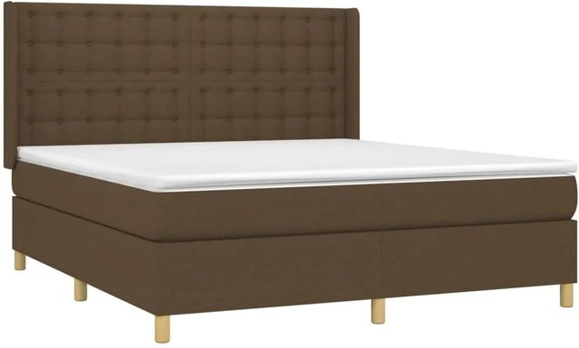 vidaXL Boxspringbett Hybrid mit Matratze und LED-Unterbettbeleuchtung in Dunkelbraun, B/T/H: 180 x 200 x 118 cm - Bild 1