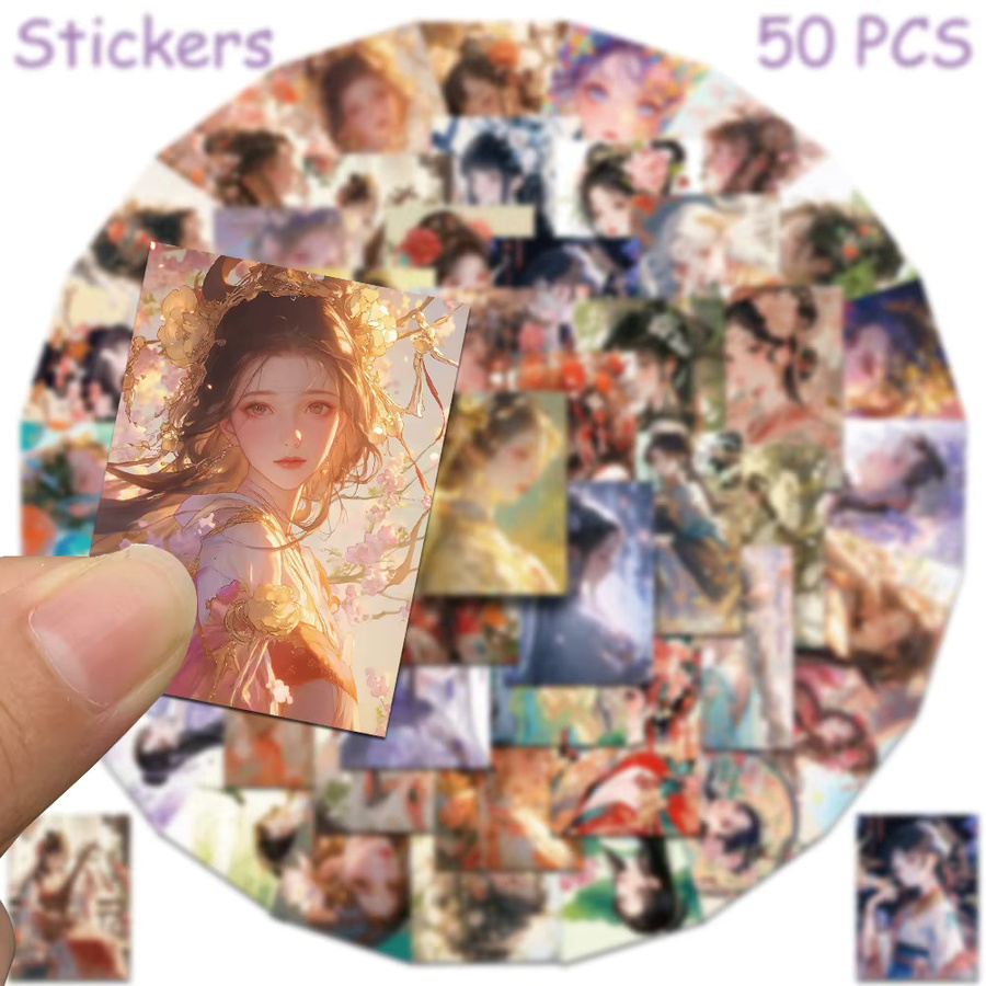 50 Stück Orientalische Mädchen Aufkleber, Wasserdichte Ästhetische Sticker in Multicolour für Laptop, Sammelalbum und Koffer - Bild 3