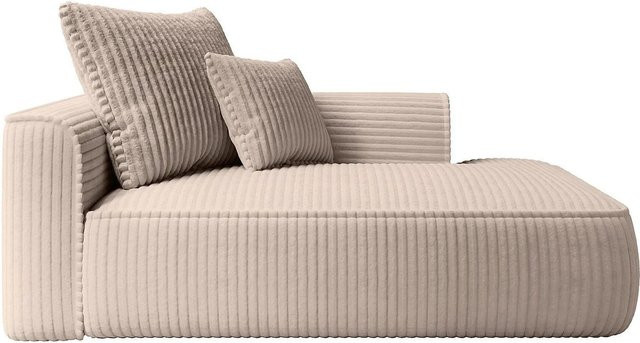 Vente-unique Recamiere Pineta ohne Schlaffunktion in Taupe/Beige mit Cord-Struktur, Breite: 180 cm - Bild 1