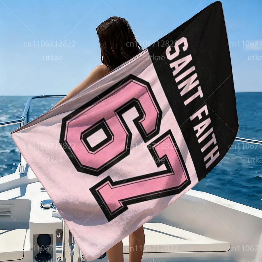 Strandtuch mit Schwarz & Pink Kontrast Sporttrikot-Stil, Ultra-weiches Fasermaterial, Breite: 30 cm, Höhe: 60 cm - Bild 5