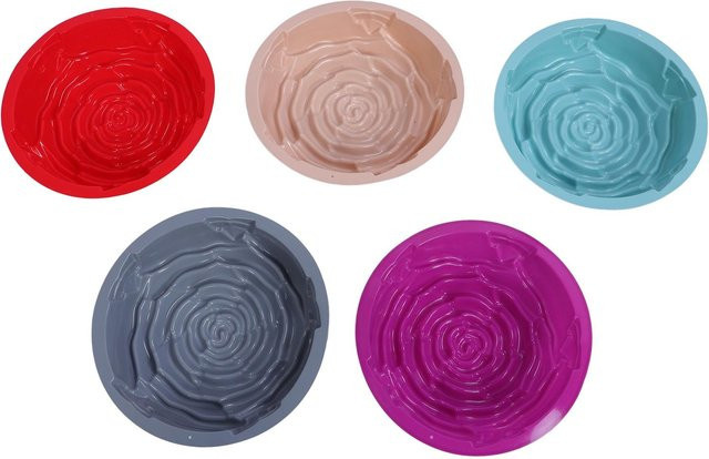 CosyHome 5er Set Silikon Backformen in Blumenform, Antihaft Rosenkuchenform, Rot und Mehrfarbig - Bild 1