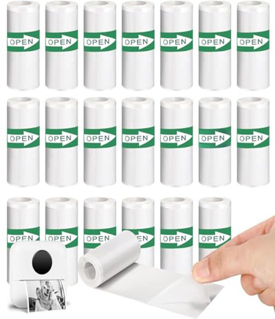PKFC Selbstklebendes Thermo-Aufkleberpapier für Mini-Thermodrucker in Weiß - Bild 1
