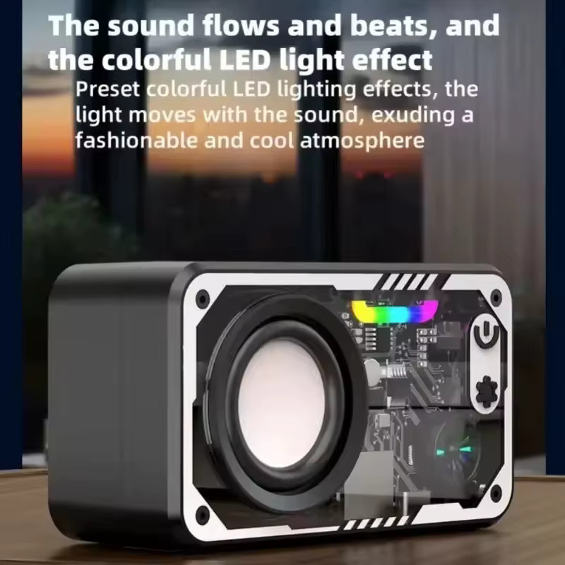 BINNUNE Mecha V1 Kabelloser Bluetooth 5.3 Lautsprecher in Pink mit Licht-Rhythmus-Subwoofer und Stereo-Sound für Outdoor-Einsätze sowie TF-Karten-Unterstützung - Bild 3