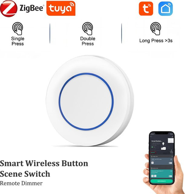 Tuya ZigBee Smart Scene Switch Controller Weiß – Batteriebetriebener Wireless Push Button für deine Smart Home Automatisierung - Bild 1