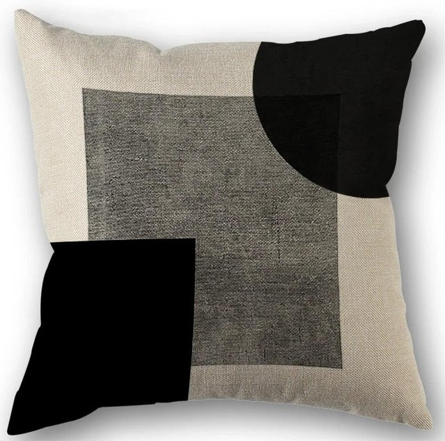 Dekorative Kissenhülle JMG Clothing mit abstraktem geometrischem Design in Schwarz-Weiß, Boho-Stil, B/B: 45 x 45 cm - Bild 1