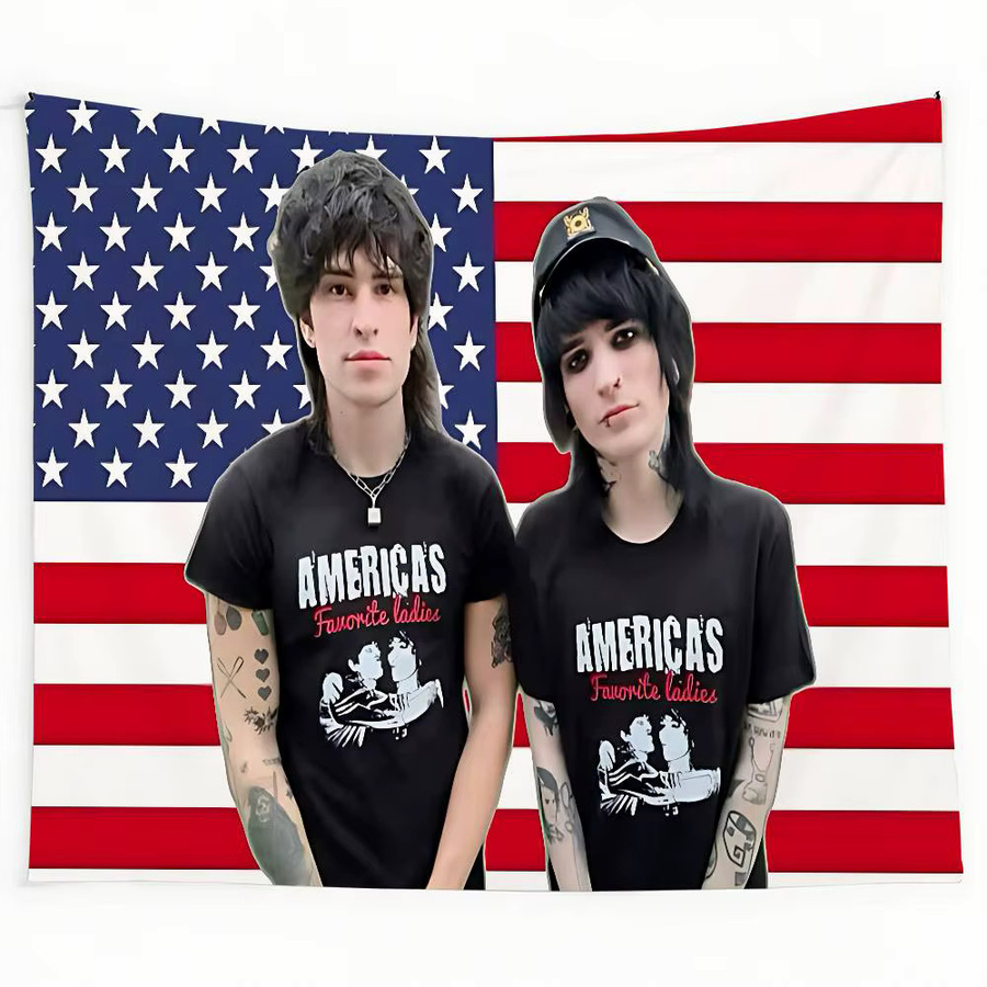 52TOYS Wandteppich mit Amerikanischer Flagge im Art Deco Stil, Mehrfarbig - Bild 6