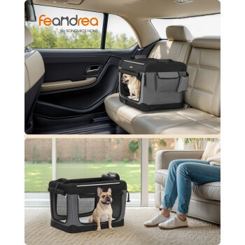 Feandrea Hundebox faltbare Hundetasche aus Oxford-Gewebe in Schwarz und Grau - Bild 2