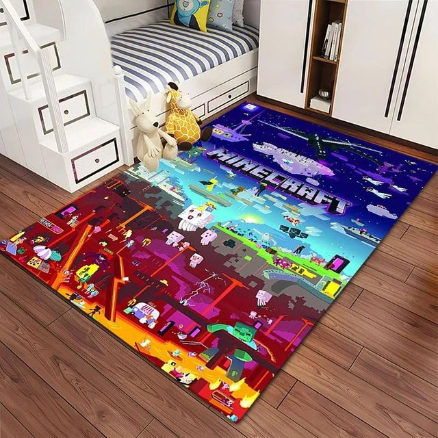 AISILK MOON Minecraft 3D-Druck Teppich, rutschfest und waschbar, bunt, B/T: 60 x 40 cm - Bild 1
