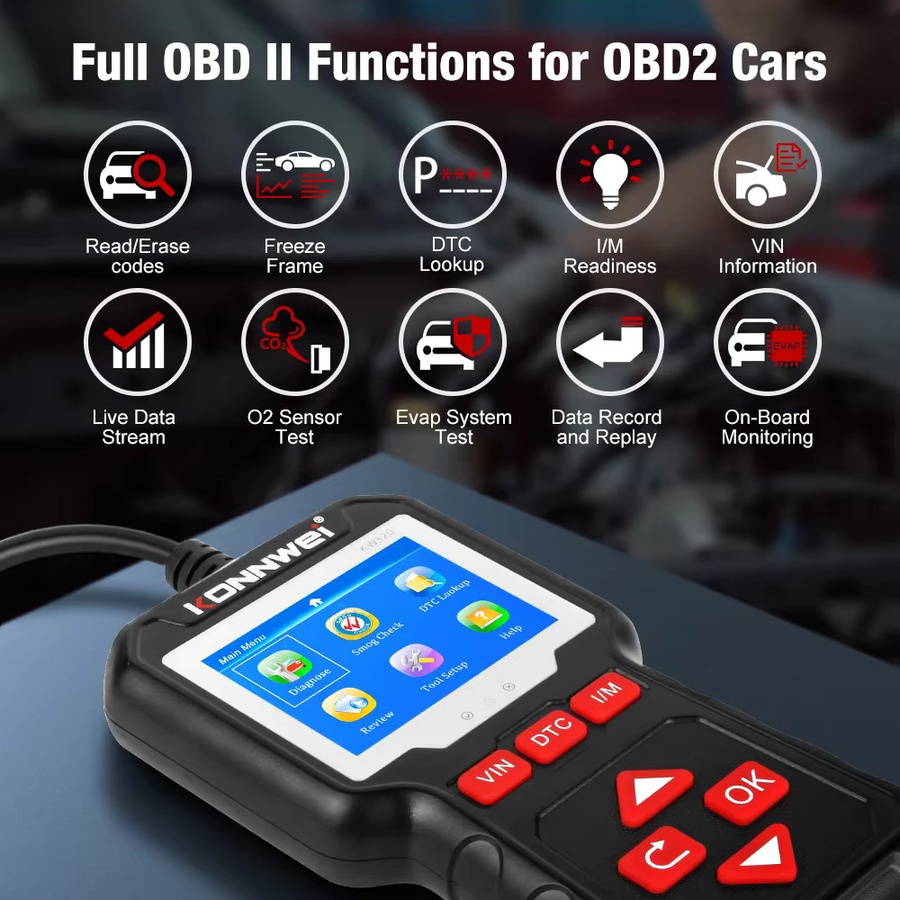KONNWEI KW320 OBDII Auto Scanner Diagnose Werkzeug mit 2,8 Zoll TFT Display in Schwarz - Bild 2