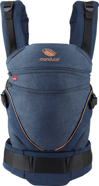 Manduca XT Babytrage aus Baumwolle in Denimblue Toffee mit 3 Tragepositionen - Bild 1