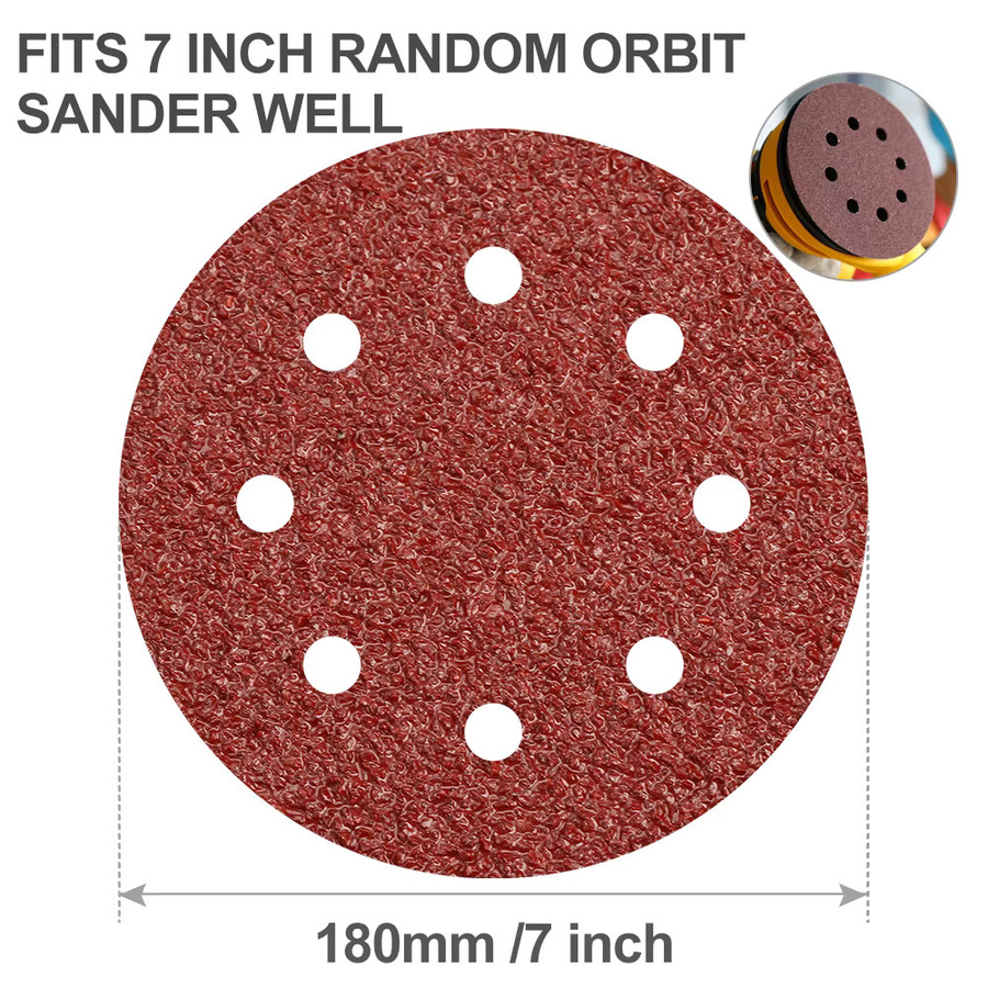 XCAN Schleifscheiben 10 Stück, 7 Zoll 180 mm, Körnung 40–1000, Klett-Schleifpapier zum Polieren von Holz und Metall - Bild 2