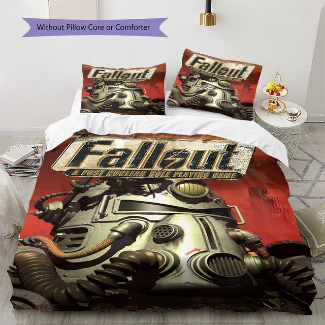 Bettwäsche-Set Dear YuZong mit Fallout-Muster, bestehend aus 1 Bettbezug und 2 Kissenbezügen, Mehrfarbig, Material: Polyester, B/H: 200 x 200 cm - Bild 1