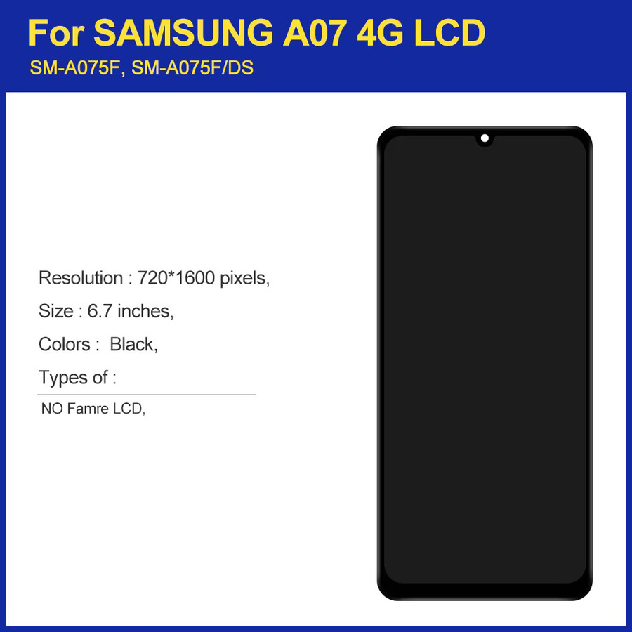 Samsung Galaxy A07 4G LCD Display Bildschirm mit Touch Digitizer Montage Ersatz in Schwarz für SM-A075 A075B A075F A075M - Bild 2