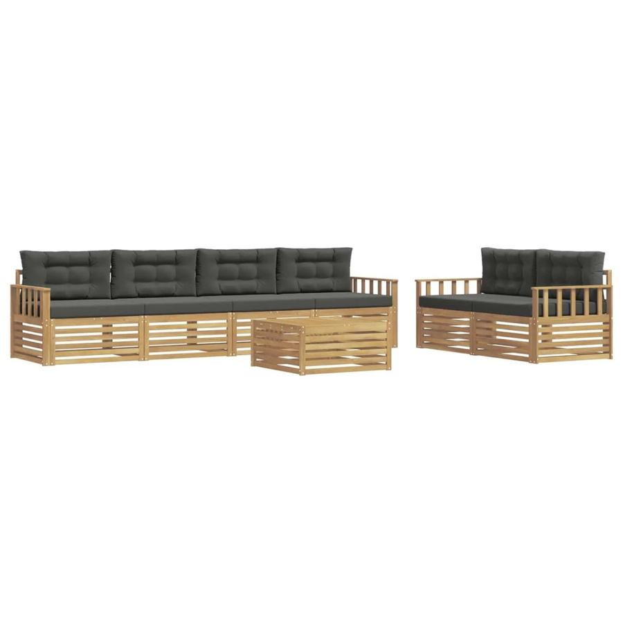 vidaXL Outdoor-Sofagarnitur 7-teilig aus Akazienholz mit Polsterkissen in Anthrazit und Weiß - Bild 2